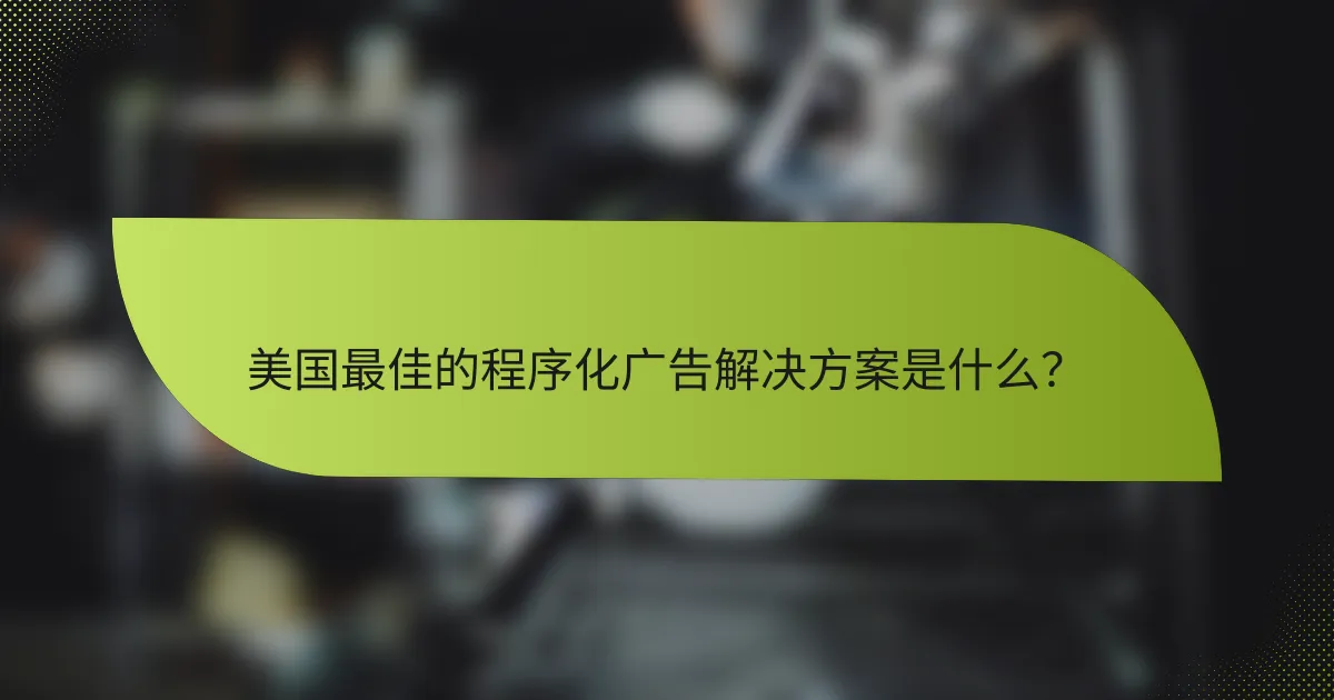 美国最佳的程序化广告解决方案是什么？