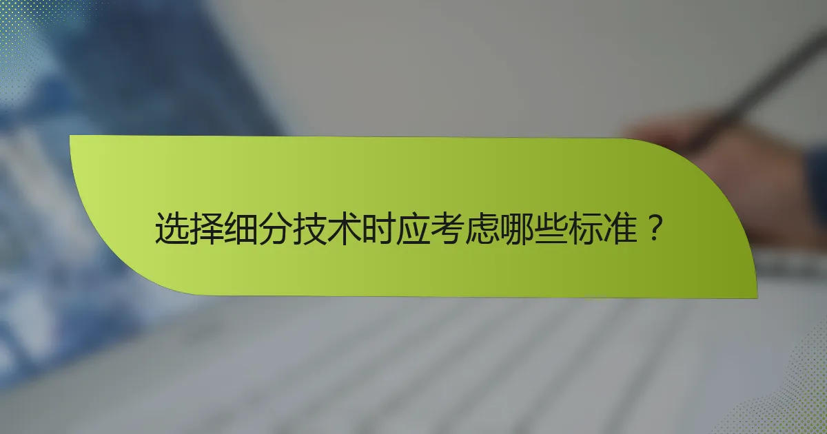 选择细分技术时应考虑哪些标准?