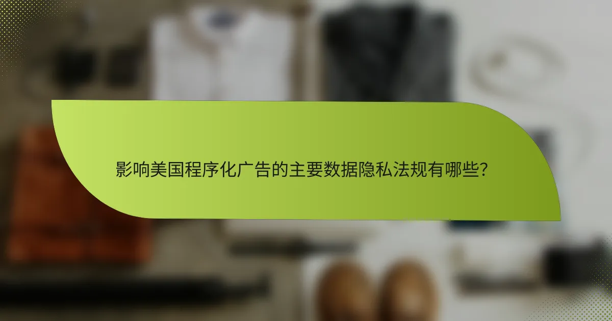 影响美国程序化广告的主要数据隐私法规有哪些?