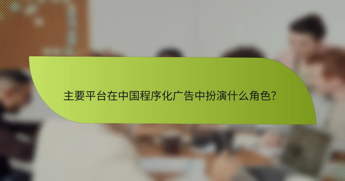 主要平台在中国程序化广告中扮演什么角色？